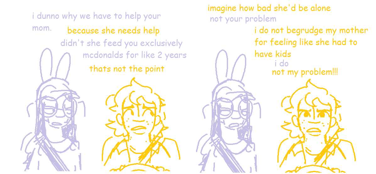 My OCs Max and Sammy arguining about taking care of Sammy's mom